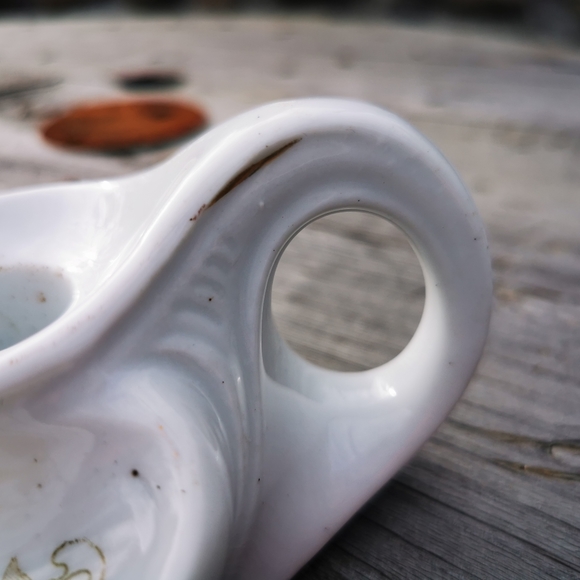 Vintage White Ceramic Hand-painted Chamberstick Candle Holder with Sunflower - Picture 5 of 13